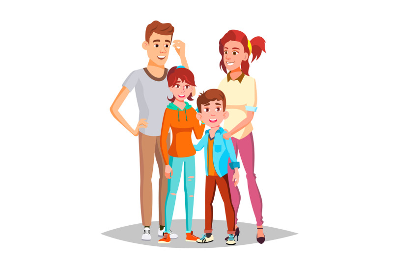 family-portrait-vector-parents-children-happy-poster-advertising-template-isolated-cartoon-illustration