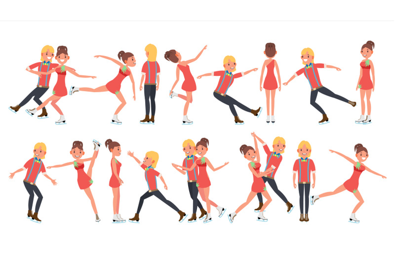 couple-with-ice-skaters-vector-training-ice-show-boy-and-girl-in-pair-cartoon-character-illustration