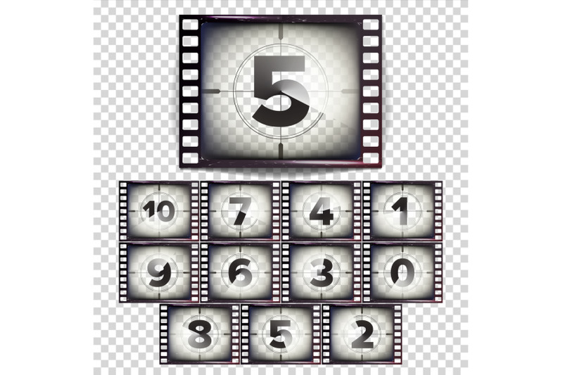 film-countdown-numbers-10-0-vector-monochrome-brown-grunge-film-strip-start-of-the-old-film-isolated-on-transparent-background-illustration