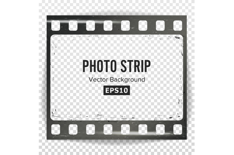 photo-strip-vector-realistic-empty-frame-strip-blank-grunge-scratched-template-isolated-on-transparent-background