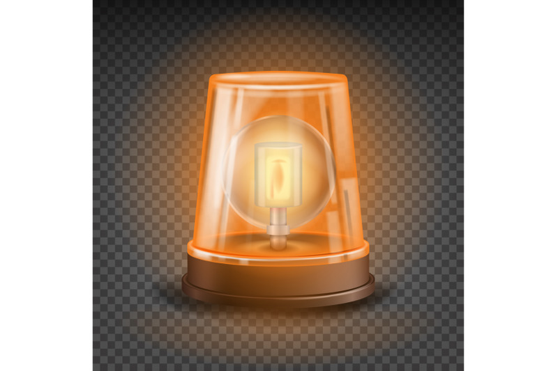 orange-flasher-siren-vector-3d-realistic-object-light-effect-rotation-beacon-emergency-flashing-siren-isolated-on-transparent-background-illustration