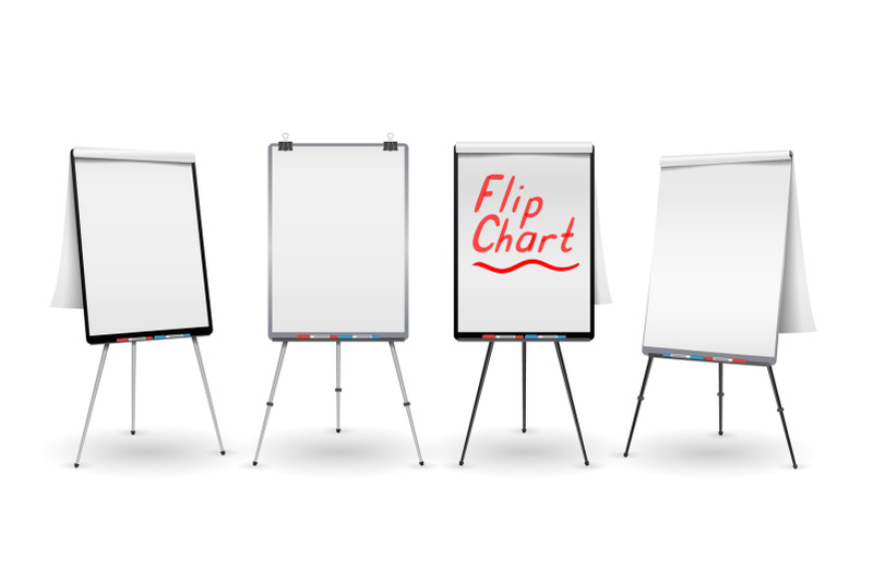 flip-chart-set-vector-office-whiteboard-for-business-training-blank-sheet-of-paper-on-a-tripod-presentation-stand-board-white-clean-epty-paper-isolated-illustration