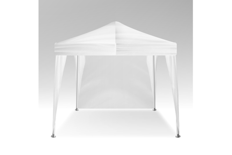 white-folding-tent-mockup-vector-promotional-outdoor-event-trade-show-pop-up-tent-mobile-marquee-template-product-advertising-vector-illustration