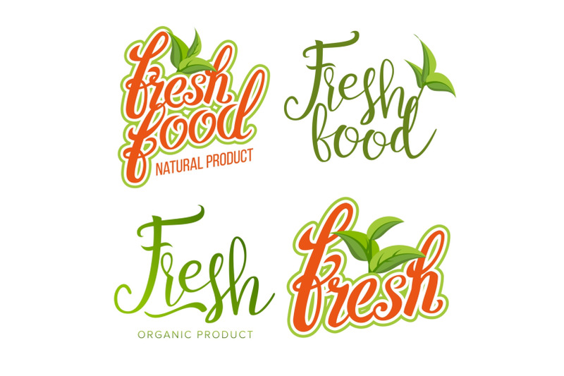 fresh-food-sign-set-vector-organic-food-local-label-fresh-stamp-natural-food-vegan-product-healthy-life-green-leaf-illustation