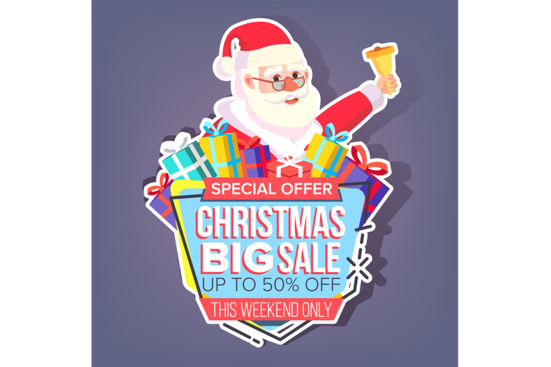 christmas-big-sale-sticker-vector-santa-claus-cartoon-seasonal-sale-banner-tag-isolated-illustration