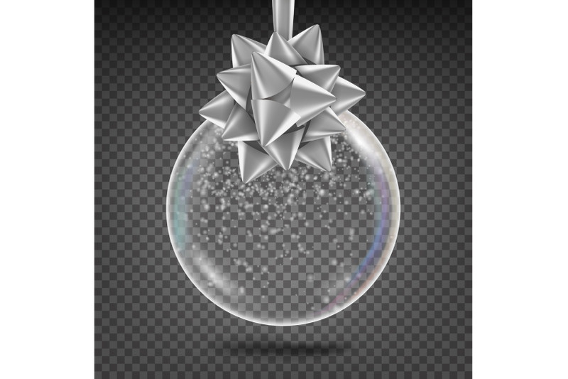 transparent-christmas-ball-vector-shiny-glass-xmas-tree-toy-with-snowflake-and-silver-bow-new-year-holidays-decoration-element-3d-realistic-isolated-on-transparent-background-illustration