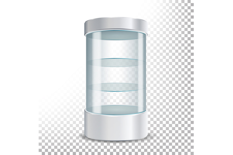 empty-glass-showcase-vector-realistic-round-showcase-for-exhibit-with-shelves-shop-expo-cylinder-illustration-isolated-on-transparent-background