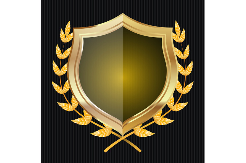 golden-shield-with-laurel-wreath-vector-illustration