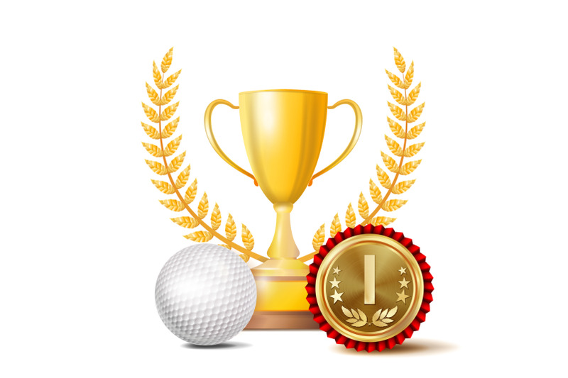 golf-achievement-award-vector-sport-banner-background-white-ball-winner-cup-golden-1st-place-medal-realistic-isolated-illustration