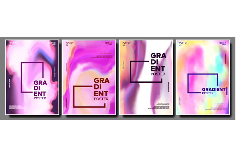 gradient-fluid-poster-set-vector-minimal-wallpaper-abstract-wave-modern-sreen-colorful-geometric-shape-poster-composition-futuristic-flyer-liquid-design-illustration