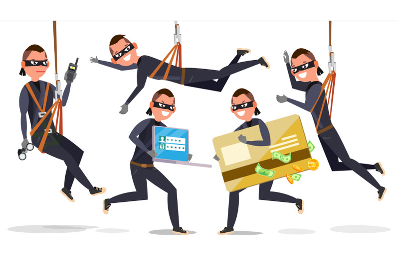 thief-hacker-man-set-vector-stealing-credit-card-information-personal-data-money-fishing-attack-isolated-flat-cartoon-character-illustration