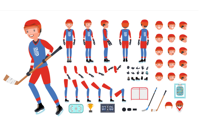 ice-hockey-player-vector-animated-character-creation-set-ice-hockey-tools-and-equipment-full-length-front-side-back-view-accessories-poses-face-emotions-isolated-flat-cartoon-illustration