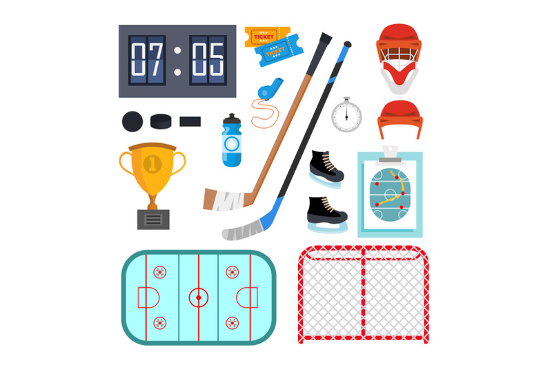 ice-hockey-icons-set-vector-ice-hockey-symbols-and-accessories-isolated-flat-cartoon-illustration