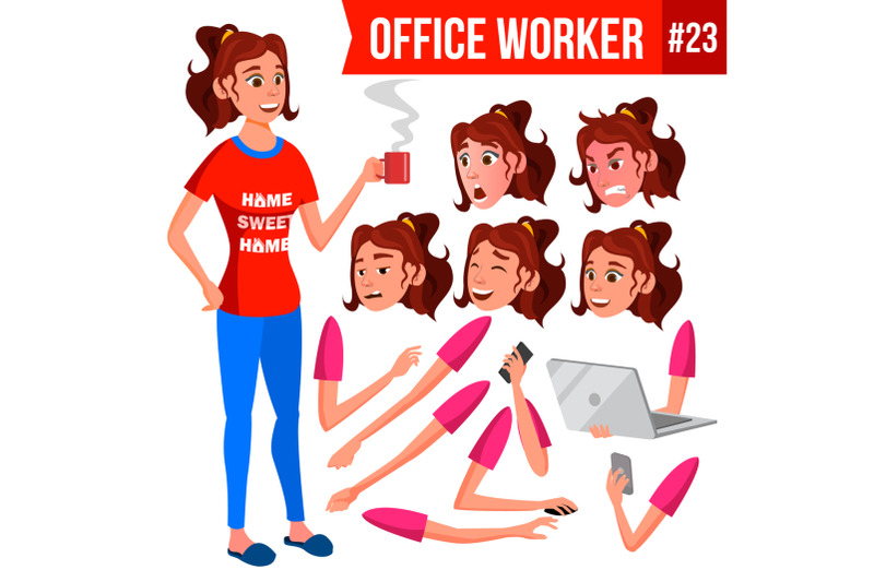 office-worker-vector-woman-face-emotions-various-gestures-animation-creation-set-isolated-cartoon-character-illustration