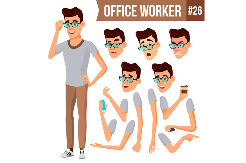 office-worker-vector-animation-creation-set-businessman-worker-happy-job-partner-clerk-servant-employee-isolated-flat-cartoon-illustration