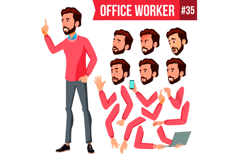 office-worker-vector-face-emotions-various-gestures-animation-creation-set-corporate-businessman-male-isolated-cartoon-illustration