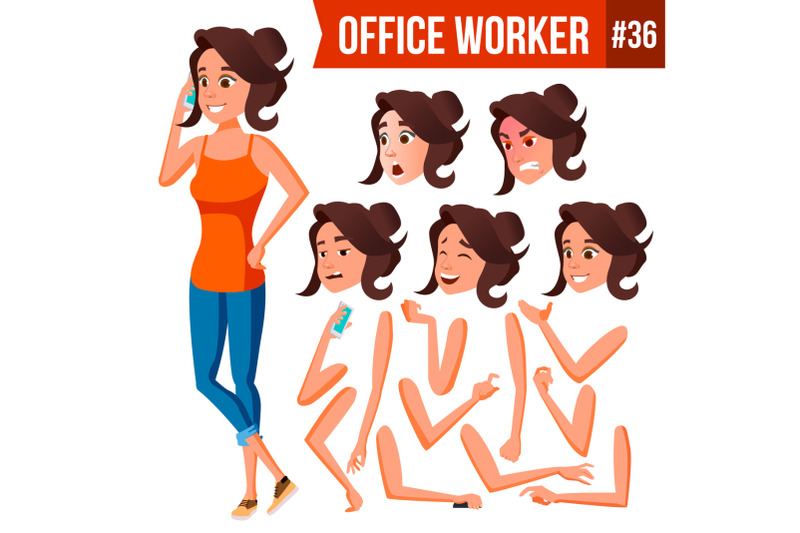 office-worker-vector-woman-modern-employee-laborer-business-worker-face-emotions-various-gestures-animation-creation-set-isolated-cartoon-character-illustration