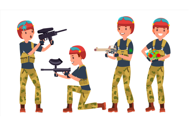 paintball-player-vector-battle-team-members-professional-gamer-bright-splashes-uniform-competitions-flat-cartoon-illustration