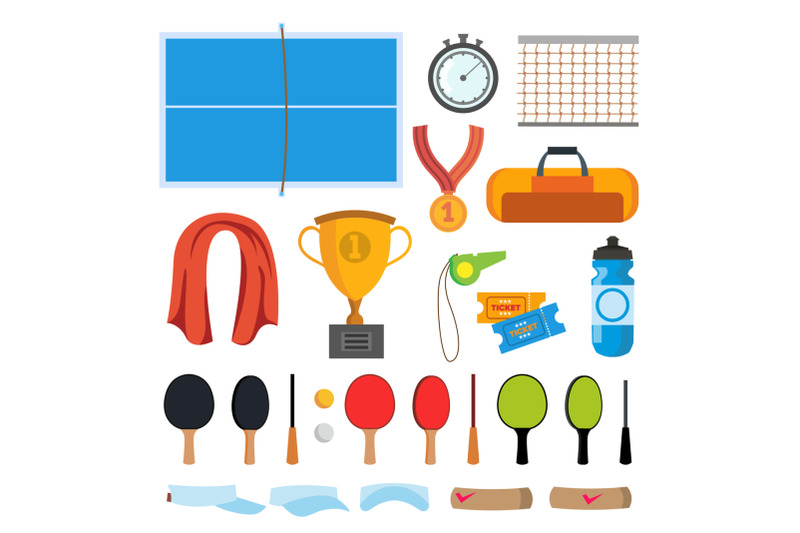 table-tennis-icons-set-vector-table-tennis-accessories-racket-net-ball-table-isolated-flat-cartoon-illustration