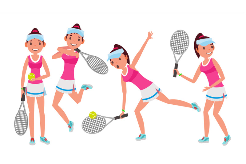 professional-tennis-player-vector-summer-sport-players-training-with-tennis-racket-isolated-on-white-cartoon-character-illustration