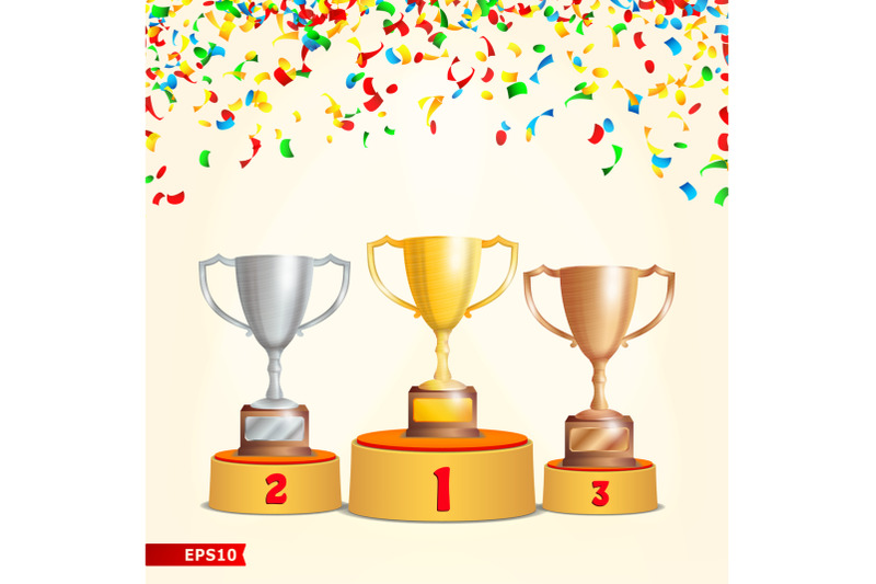 trophy-cups-on-podium-golden-bronze-silver
