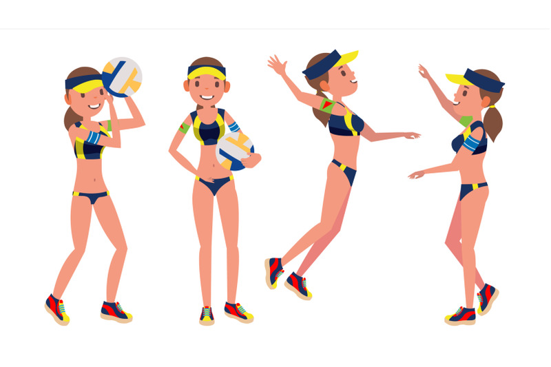 female-beach-volleyball-player-vector-professional-athlete-players-in-different-position-sportswoman-games-flat-cartoon-illustration