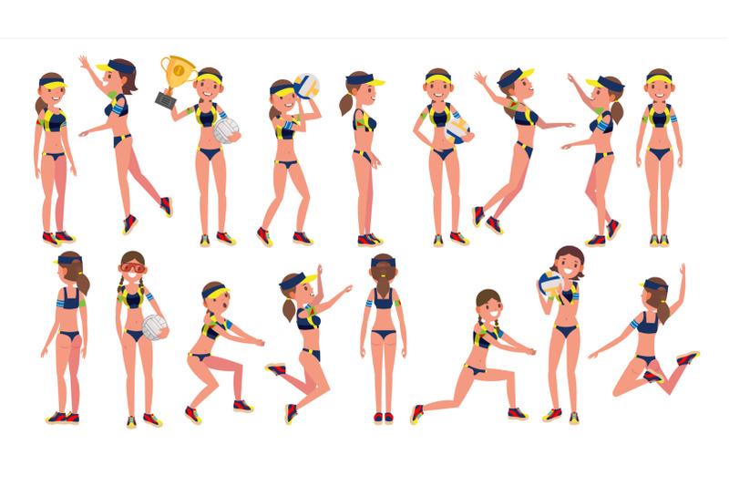 woman-beach-volleyball-player-vector-sporting-championship-people-different-position-cartoon-character-illustration