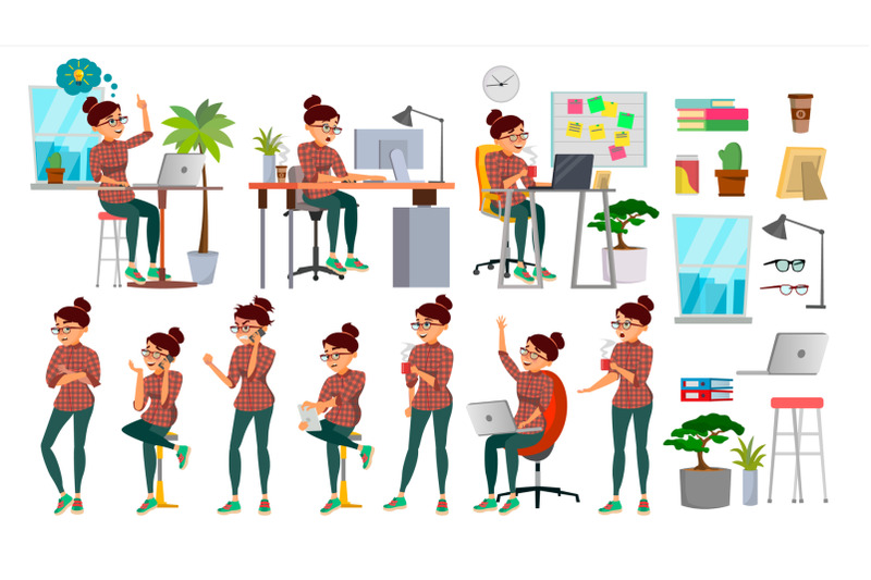 business-woman-character-set-vector-working-people-set-office-creative-studio-female-business-situation-girl-programmer-designer-manager-poses-emotions-cartoon-character-illustration