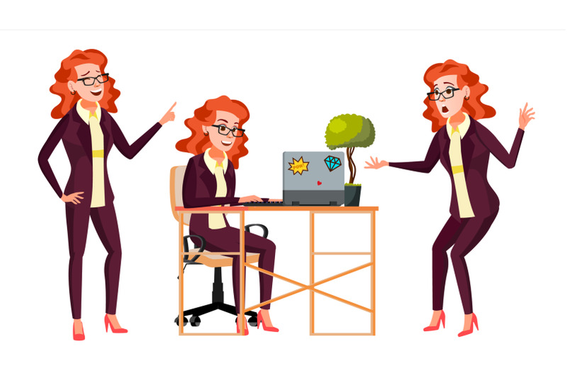 office-worker-vector-woman-successful-officer-clerk-servant-adult-business-woman-face-emotions-various-gestures-isolated-flat-cartoon-illustration