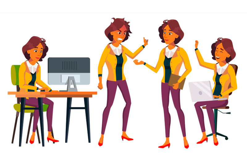 office-worker-vector-woman-business-person-face-emotions-gestures-situations-flat-cartoon-illustration