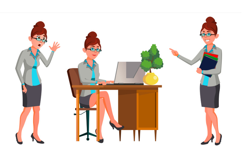 office-worker-vector-woman-secretary-accountant-happy-clerk-servant-employee-office-generator-situations-business-woman-person-lady-face-emotions-various-gestures-illustration