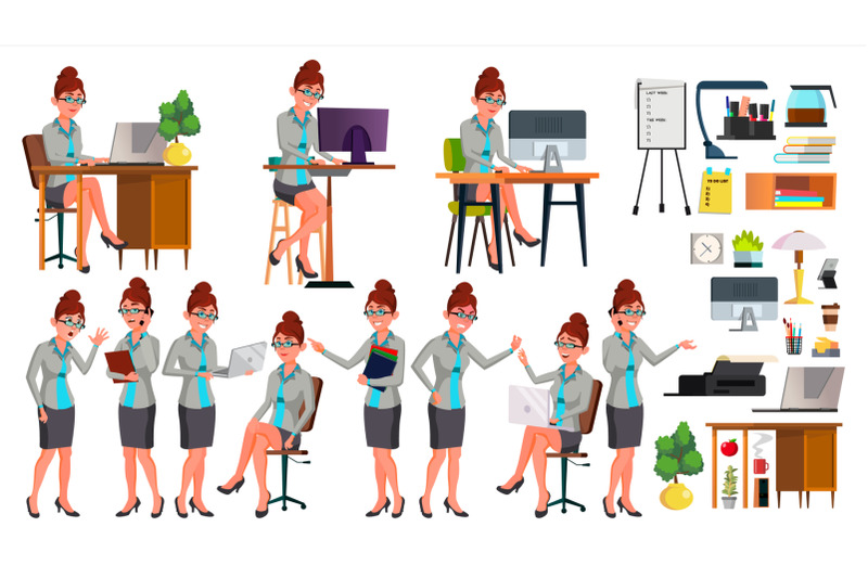 office-worker-vector-woman-successful-officer-clerk-servant-poses-situations-secretary-business-woman-worker-face-emotions-various-gestures-isolated-flat-illustration