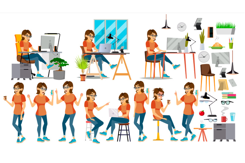 business-woman-character-vector-in-action-it-startup-business-company-environment-process-planning-cartoon-illustration