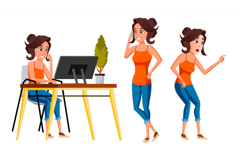 office-worker-vector-woman-modern-employee-laborer-business-worker-face-emotions-various-gestures-isolated-cartoon-character-illustration