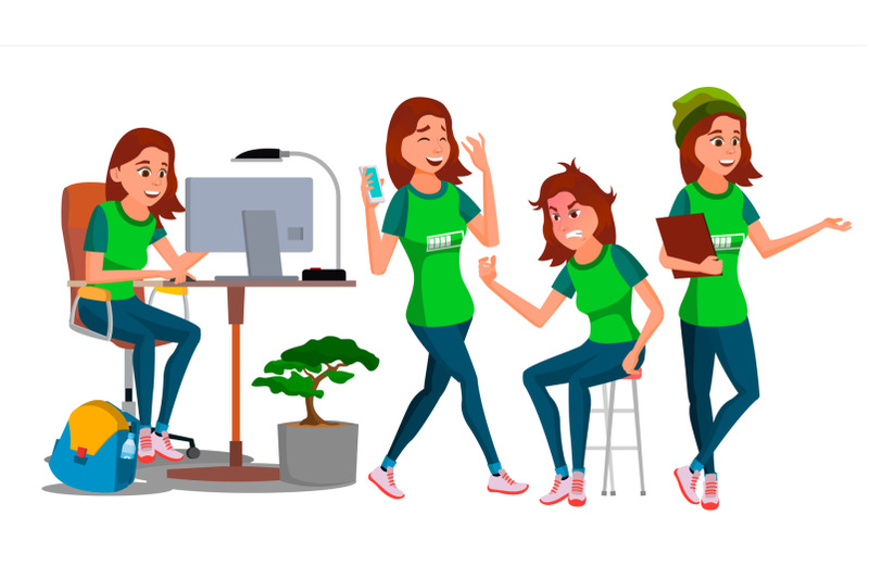 business-woman-character-vector-young-female-in-different-poses-teen-clerk-in-office-clothes-designer-manager-cartoon-illustration