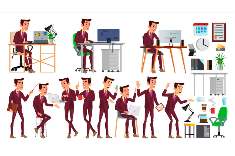 office-worker-vector-face-emotions-various-gestures-businessman-human-modern-cabinet-employee-workman-laborer-isolated-flat-cartoon-character-illustration