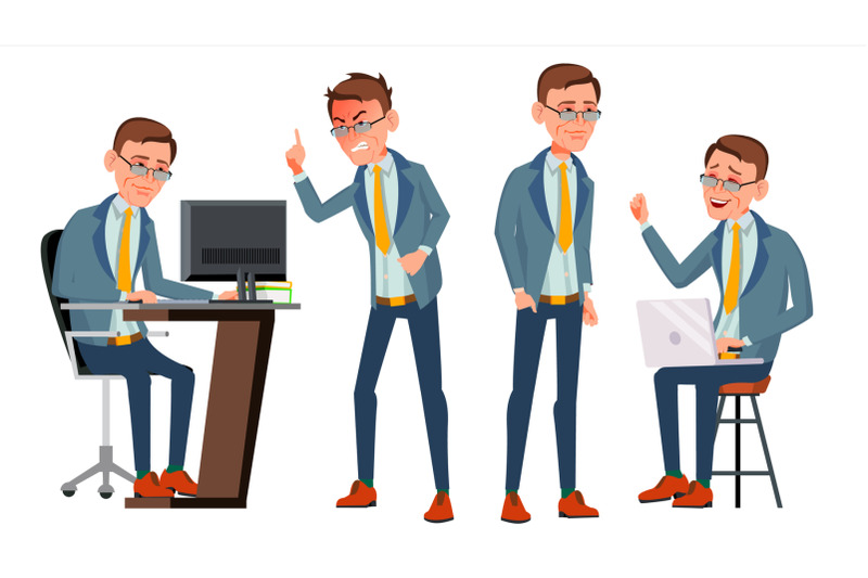 office-worker-vector-face-emotions-various-gestures-business-human-smiling-manager-servant-workman-officer-flat-character-illustration