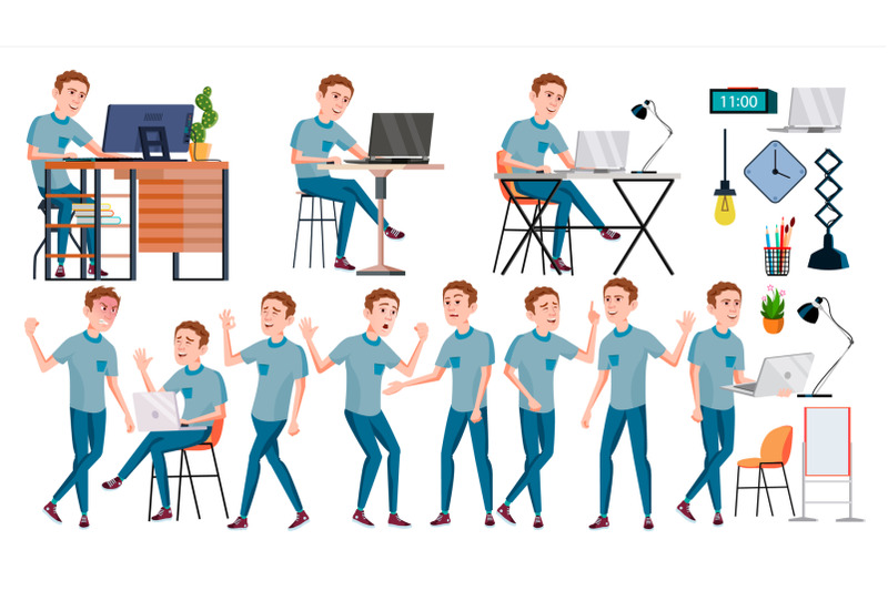 office-worker-vector-face-emotions-various-gestures-businessman-worker-happy-job-partner-clerk-servant-employee-isolated-flat-cartoon-illustration