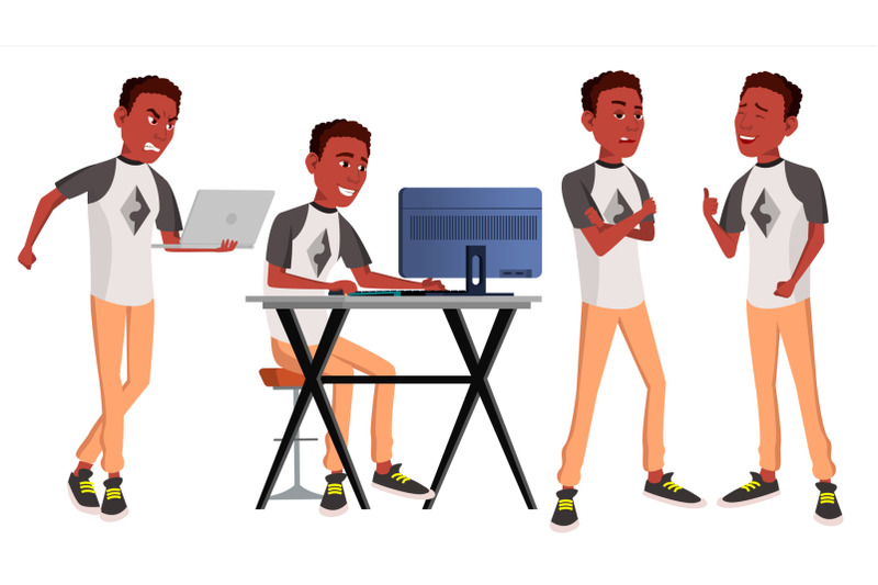 office-worker-vector-black-african-poses-adult-business-male-successful-corporate-officer-clerk-servant-isolated-flat-character-illustration