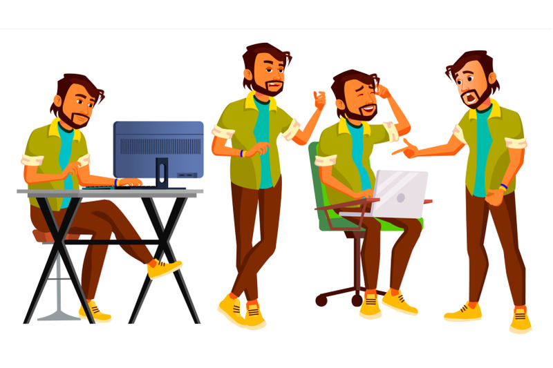 office-worker-vector-indian-businessman-worker-animated-elements-poses-front-side-view-happy-job-partner-clerk-servant-employee-isolated-flat-cartoon-illustration