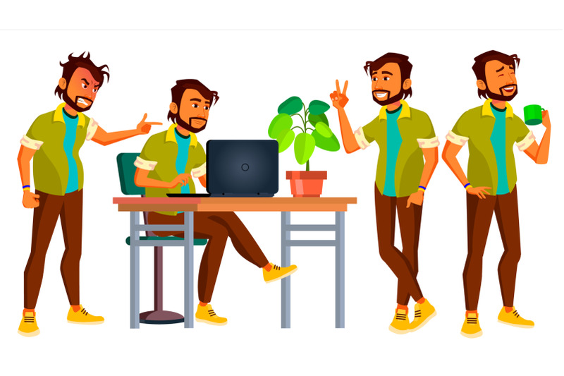 office-indian-worker-vector-adult-business-male-successful-corporate-officer-clerk-servant-scene-isolated-flat-character-illustration