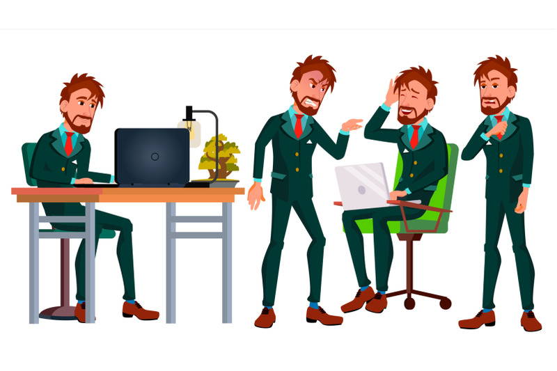 office-worker-vector-business-human-poses-smiling-manager-servant-workman-officer-flat-character-illustration