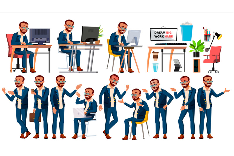 office-worker-vector-face-emotions-various-gestures-in-action-businessman-male-turkish-isolated-cartoon-illustration