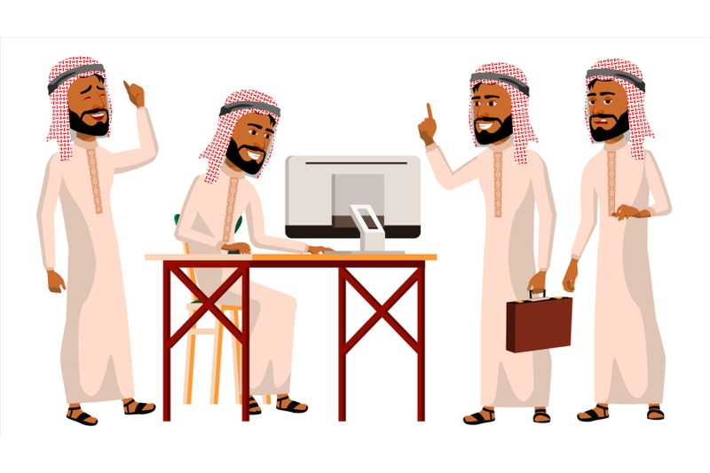 arab-man-office-worker-vector-thawb-thobe-ghutra-business-set-face-emotions-gestures-adult-entrepreneur-business-man-happy-clerk-servant-employee-isolated-flat-illustration