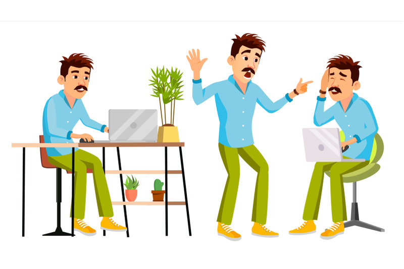 business-man-character-vector-working-man-environment-process-in-start-up-office-studio-male-programmer-designer-isolated-on-white-cartoon-business-character-illustration