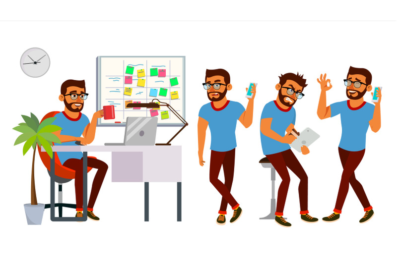 business-man-character-vector-working-hindu-man-team-room-brainstorming-environment-process-in-start-up-office-programmer-designer-code-javascript-cartoon-business-character-illustration