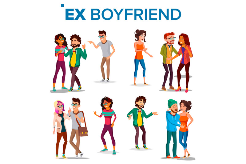 ex-boyfriend-girlfriend-vector-past-relationship-concept-frustrated-ex-lover-jealousy-love-triangle-shocked-breaking-up-divorce-solated-flat-cartoon-illustration