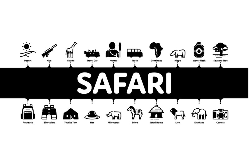 safari-travel-minimal-infographic-banner-vector