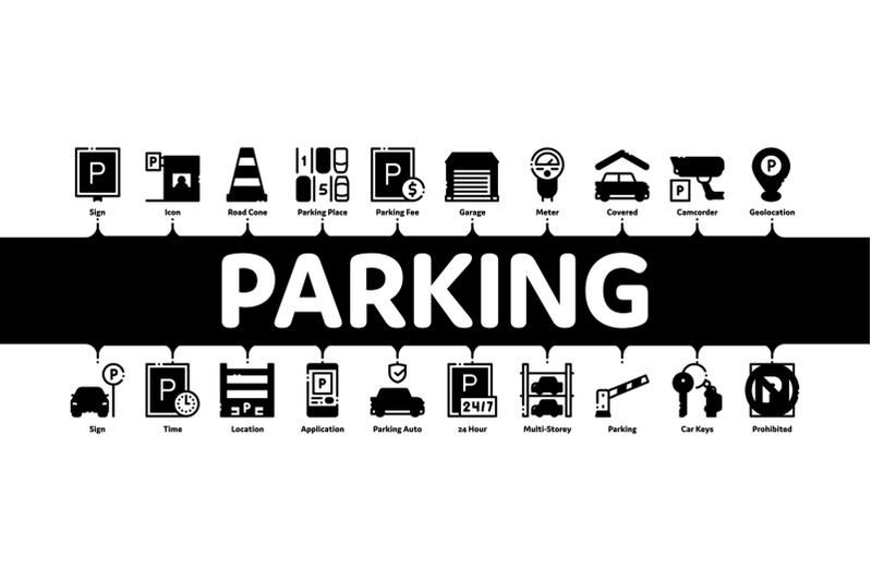 parking-car-minimal-infographic-banner-vector