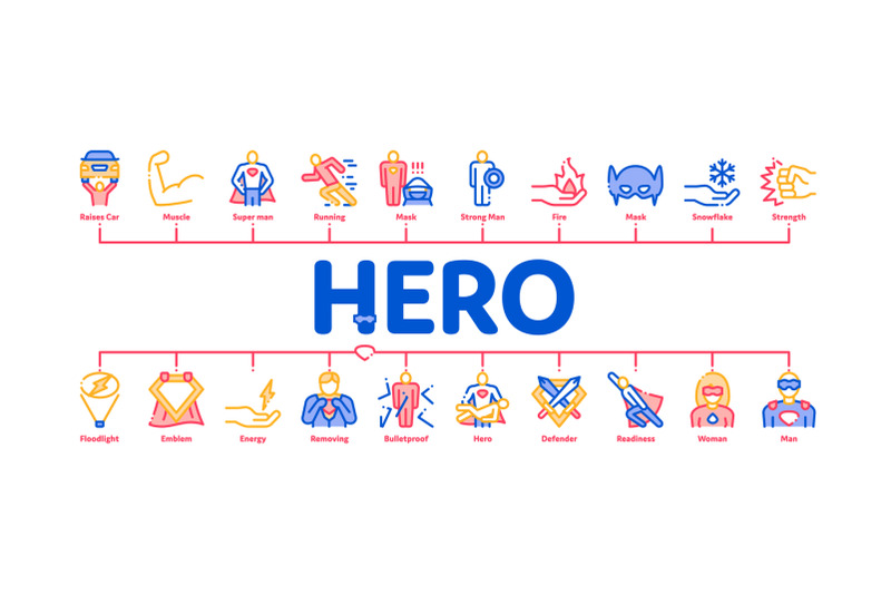 super-hero-minimal-infographic-banner-vector